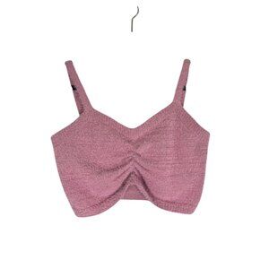 Retro Colorful Fuzzy Crop Top Pink XL Boho Indie Folk Festival Feminine Y2K Mod